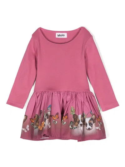 Molo Babies' Printed Flared Dress In Pink