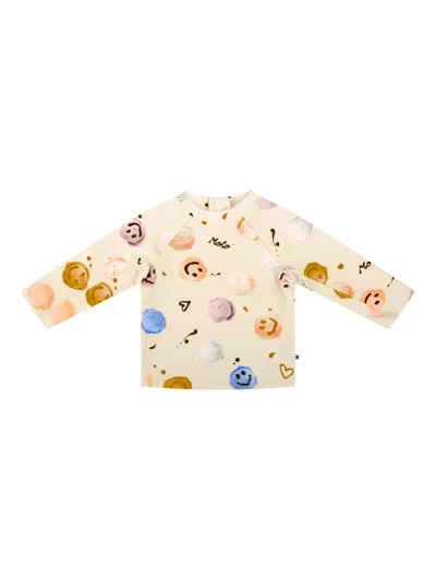 Molo Babies' Printed Long-sleeve Sun Protection Top In Neutral