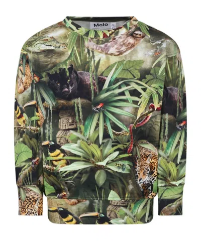 Molo Kids' Printed Sweatshirt In Green
