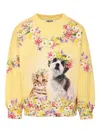 Molo Yellow Sweatshirt For Girl With Flower In Yellow