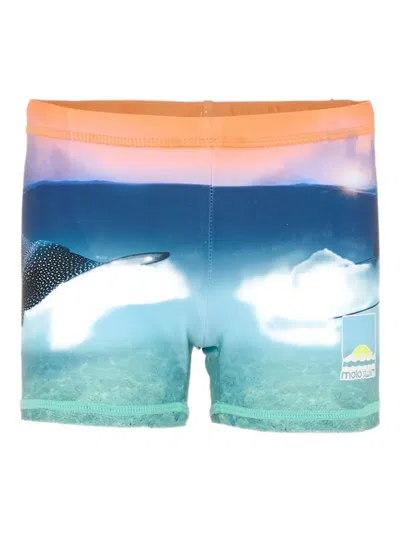 Molo Kids' Printed Swim Boxers In Blue