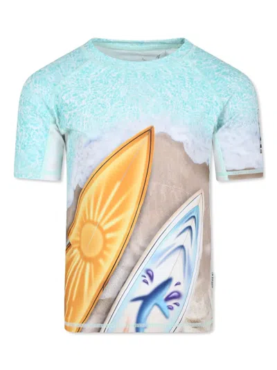 Molo Kids' Printed Swimming T-shirt In Blue