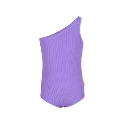 Molo Kids' One-shouldered One-piece Swimsuit In Violet