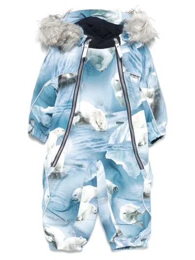 Molo Babies' Pyxis Fur Snowsuit In Blue