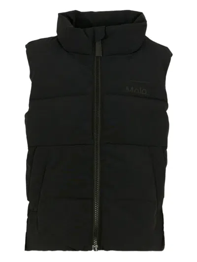 Molo Kids' Quilted Zip-front Gilet In Black