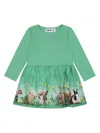 Molo Green Dress For Baby Girl With Rabbit In Green