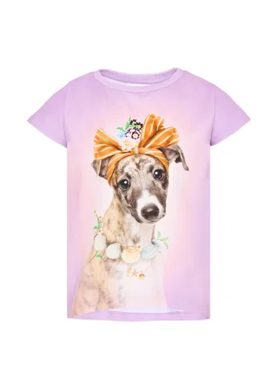 Molo Kids' Ragnhilde Dog-print T-shirt In Purple
