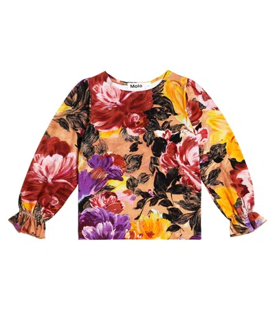 Molo Kids' Raina Floral Cotton-blend Jersey Top In Multicoloured