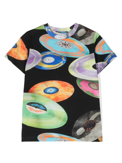 Molo Kids' Ralphie Record-print T-shirt In Black