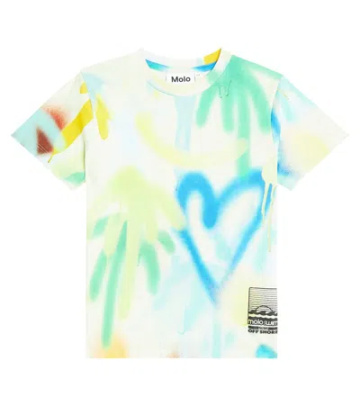 Molo Kids' Rame Printed Cotton T-shirt In Multicoloured