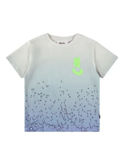 Molo Kids' Rame Splash Print T-shirt In Blue