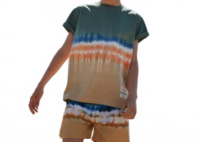 Molo Kids' Randon Tie Dye Block T-shirt In Multi In Brown