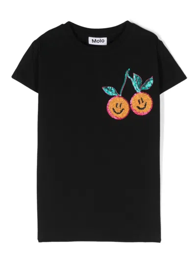 Molo Kids' Ranva Sequin-embellished T-shirt In Black