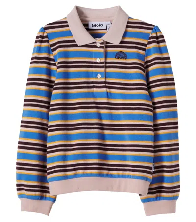 Molo Ravi Striped Cotton Polo Shirt In Multi
