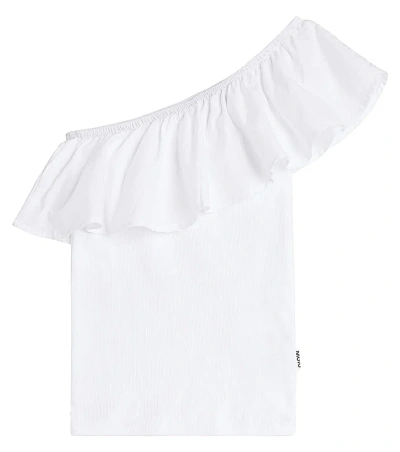 Molo Kids' Rebecca One-shoulder Cotton-blend Top In White