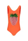 Molo Red Swimsuit For Girl With Strawberry In Red