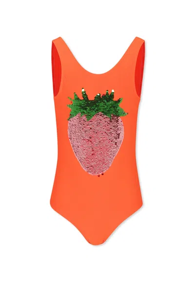 Molo Kids' Red Swimsuit For Girl With Strawberry