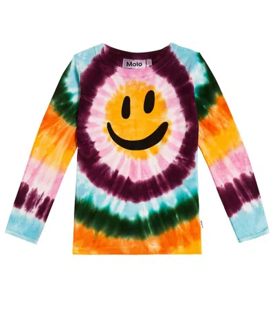 Molo Kids' Reeta Printed Tie-dye Cotton Top In Mimosa Tie Dye