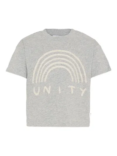 Molo Kids' Reinette Rainbow Short-sleeve T-shirt In Gray
