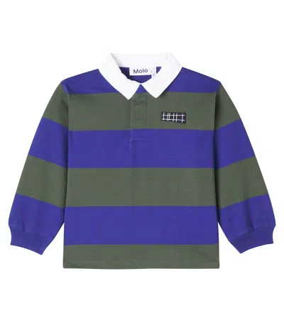 Molo Kids' Relz Striped Cotton Polo Sweater In Blue