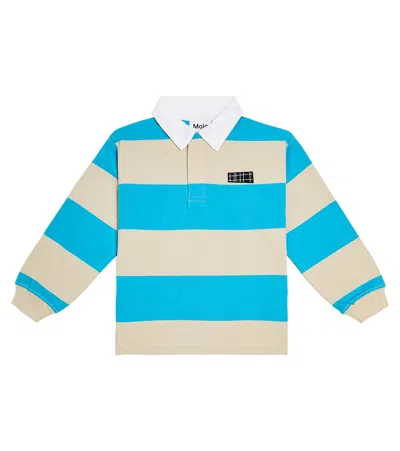 Molo Kids' Relz Striped Jersey Polo Shirt In Multicoloured