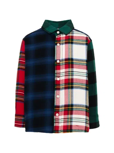 Molo Kids' Remon Patchwork Check-pattern Shirt In Multi