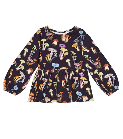 Molo Kids' Renae Printed Cotton-blend Top In Black