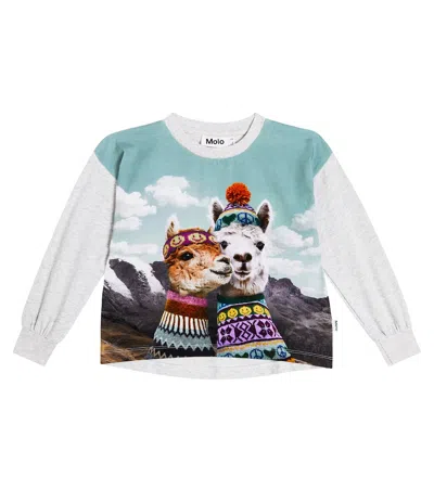 Molo Kids' Reniza Printed Cotton-blend Sweatshirt In Grey