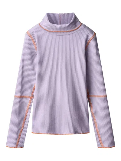 Molo Kids' Ribbed High-neck Sweater In Purple