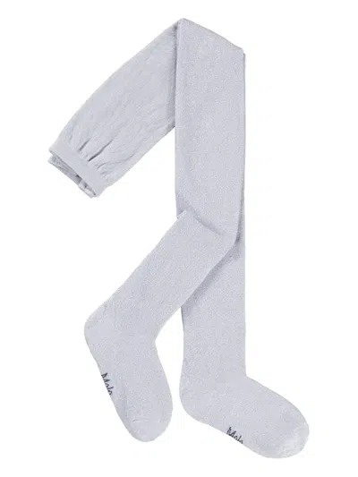 Molo Kids' Ribbed-knit Tights In Silver