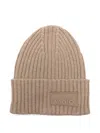 Molo Ribbed Logo-patch Beanie Hat In Brown