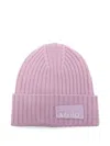 Molo Ribbed Logo-patch Beanie In Pink