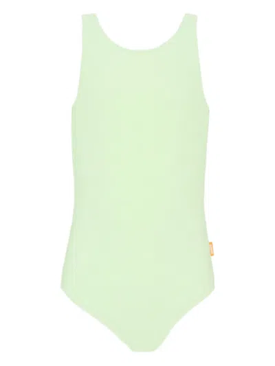 Molo Kids' Ribbed Swimsuit In Green