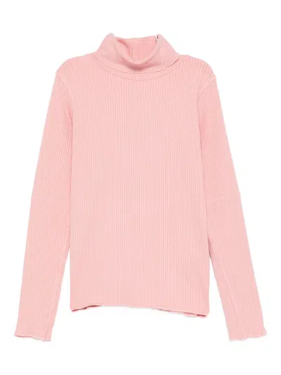 Molo Kids' Ribbed Turtleneck Top In Pink