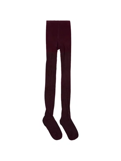 Molo Kids' Ribbed-knit Glitter-detail Tights In Brown