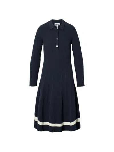 Molo Kids' Ribbed-knit Striped-trim Dress In Blue