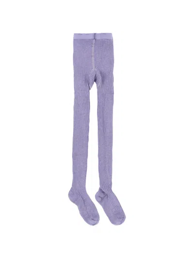 Molo Kids' Ribbed-knit Tights In Purple