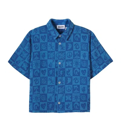 Molo Kids' Richie Checked Cotton Shirt In Blue