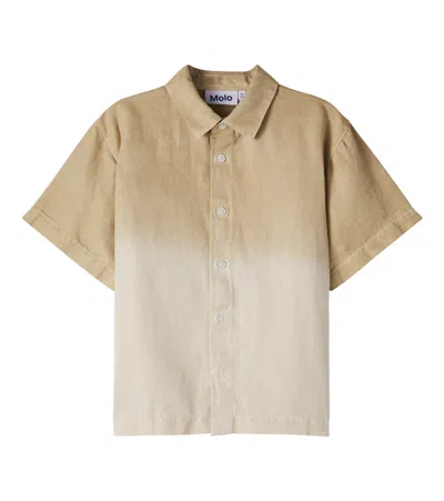 Molo Kids' Richie Ombré Linen And Cotton Shirt In Sand
