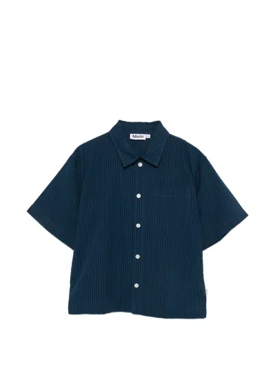 Molo Kids' Richie Pocket Striped Shirt In Blue