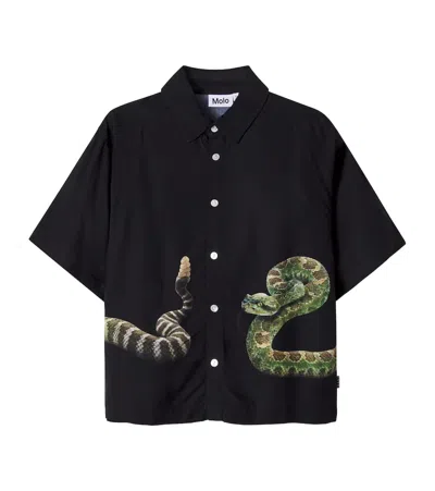 Molo Kids' Richie Printed Bowling Shirt In Blue