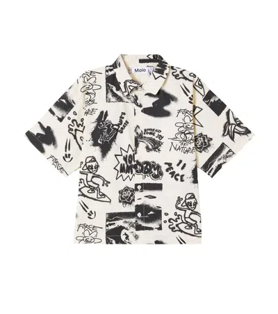 Molo Kids' Richie Printed Cotton Shirt In Multicoloured