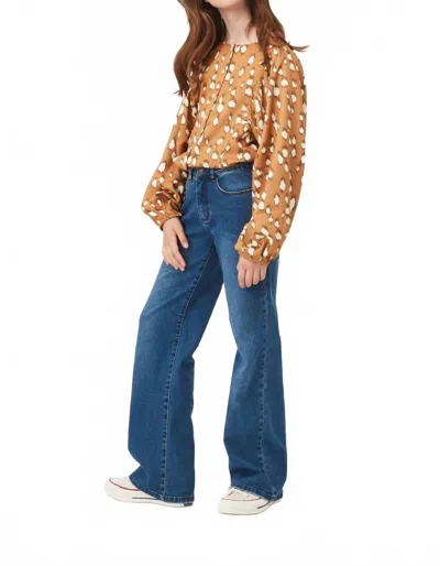 Molo Kids' Rida Graphic Deer Blouse In Deer Print In Yellow