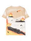 Molo Riley Alien-tourists-print T-shirt In Neutrals
