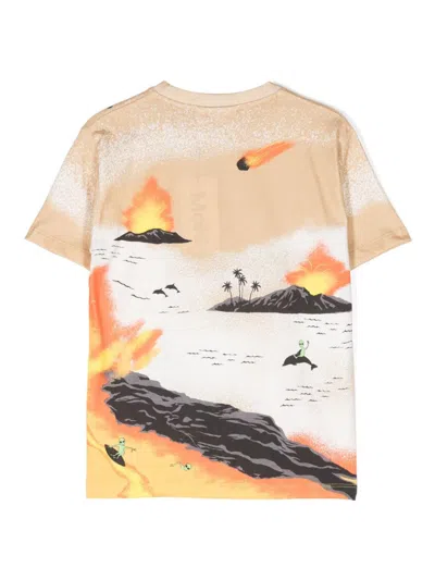 Molo Kids' Riley Alien-tourists-print T-shirt In Neutrals