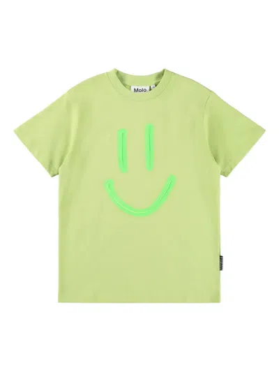 Molo Kids' Riley Cotton T-shirt In Green
