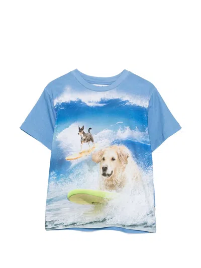 Molo Kids' Riley Dog Print T-shirt In Blue