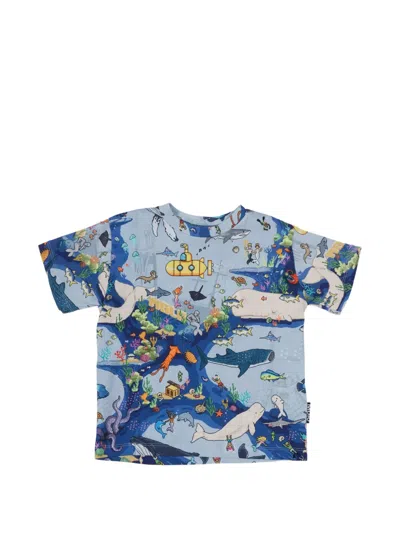 Molo Kids' Riley Graphic-print T-shirt In Blue