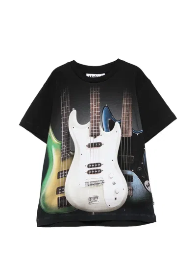 Molo Kids' Riley Guitar-print T-shirt In Black