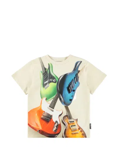 Molo Kids' Riley Guitar-print T-shirt In Neutral